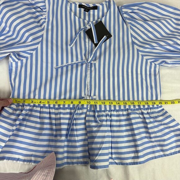 Marc New York Andrew Marc Blue White Striped Peplum Top NWT Medium - Picture 10 of 10